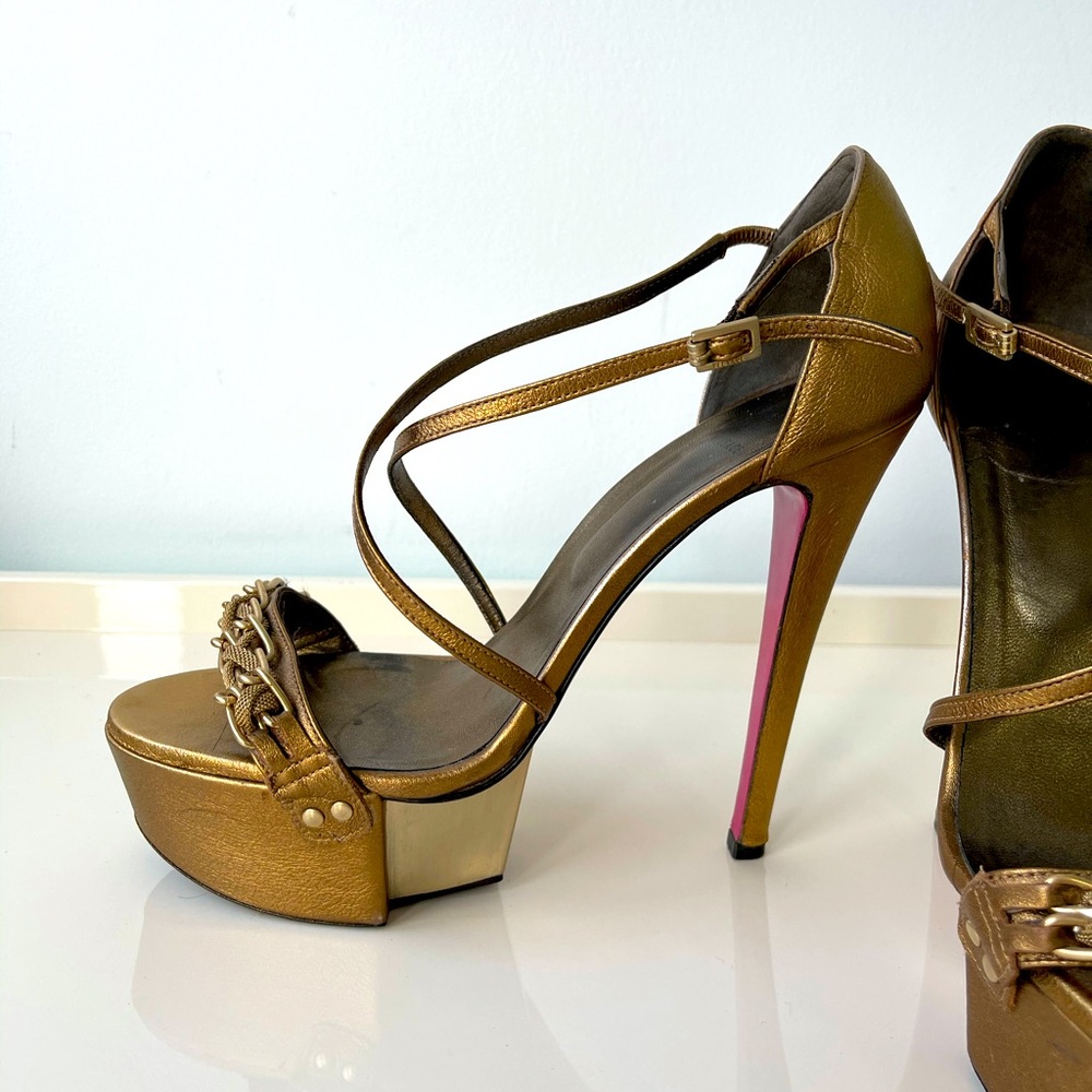 Versace gold platform sandals 38.5